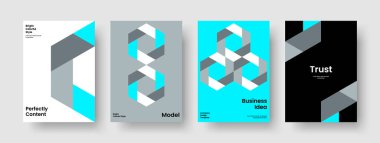 Geometrik Broşür Tasarımı. Modern Flyer Düzeni. İzole edilmiş Arkaplan Şablonu. Pankart. Kitap kapağı. Rapor verin. İş sunumu. Poster. Reklamcılık. Haber bülteni. Dergi. Katalog. Portföy