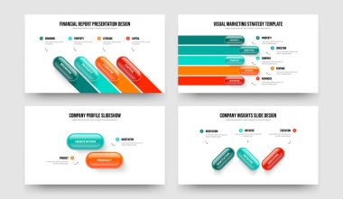 Ürün Stratejisi 4523 Adım Diyagram Slayt Şablonu Koleksiyonu. Pazarlama Planlama Dört Beş İki Üç Seçenek Bilgilendirme Çerçeve Tasarım Vektör Çizim Paketi.