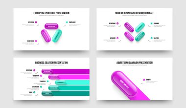 Reklamcılık Gözden Geçirmesi 3451 Seçenek Bilgisel Sunum Düzeni Koleksiyonu. Pazarlama Kampanyası Üç Dört Beş Bir Adım Slayt Gösterisi Slayt Gösterisi Tasarım Vektörü İllüstrasyonu.