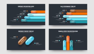 İş Çözümü 4523 Seçenek Bilgilendirme Şablonu Koleksiyonu. Servis Fırlatma Dört Beş İki Üç Adım Diyagram Sunum Düzeni Vektör İllüstrasyonu Ayarlandı.