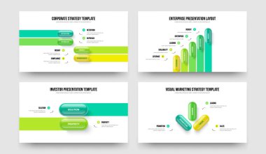 Yaratıcı Portföy 4523 Seçenek Diyagram Kaydırma Tasarımı Koleksiyonu. Pazarlama Brifingi Dört Beş İki Üç Adım Bilgi Sunumu Vektör Çizim Paketi.