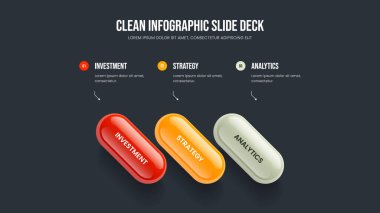 Satış Portföyü 3 Element Diyagram Şablonu. Tanıtım Üç Basamaklı Bilgi Kaydırağı Düzeni. İş Büyüme Sunumu Tasarım Vektörü İllüstrasyonu.