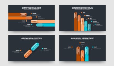 Şirket Hava Durumu Dört Beş İki Üç Basamaklı Bilgi Sunumu Vektör Çizim Paketi. Ürün Analizi 4523 Element Diyagramı Kaydırma Şablonu Ayarları.