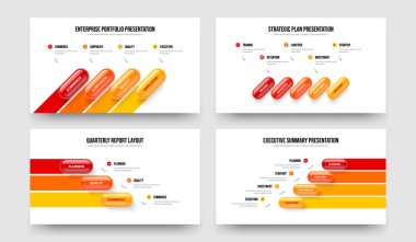 İş Brifingi 4534 Element Bilgi Sunumu Tasarım Seti. Şirket Kampanyası Dört Beş Üç Dört Adım Çerçeve Düzenleme Vektör Resimleme Koleksiyonu.