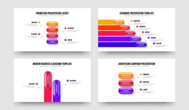 Proje Fırlatma Dört Beş İki Üç Basamaklı Diyagram Kaydırma Şablonu Çizim Koleksiyonu. Modern Portföy 4523 Element Infographic Slayt Gösterisi Tasarımı.