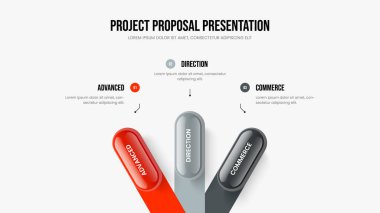 Görsel Gösteri Çerçeve Tasarımı Vektör İllüzyonu. İş Planı 3 Element Diyagramı Sunum Düzeni. Modern Fırlatma Üç Adım Bilgisel Kaydırma Şablonu.