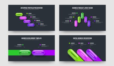 Atılgan 'a Giriş 4-5-2-3 Seçenek Diyagramı Sunum Tasarım Vektör Resimleri Koleksiyonu. Danışma Teklifi 4523 Adım Bilgisel Çerçeve Şablonu Paketi.