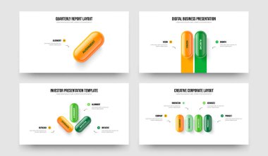 Profesyonel Teklif 1234 Seçenek Diyagramı Sunum Tasarım Koleksiyonu. Yatırımcı Kampanyası Bir İki Üç Dört Adım Bilgi Çerçeve Şablonu Vektör İllüstrasyon Paketi.