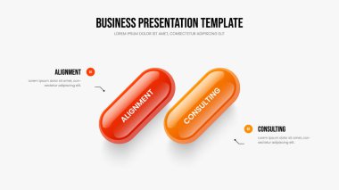 Reklam Planlama İki Seçenek Slayt Şablonu. Yaratıcı Strateji Çerçeve Tasarım Vektörü İllüstrasyonu. Satış Göstergesi 2 Element Bilgisel Sunum Düzeni.