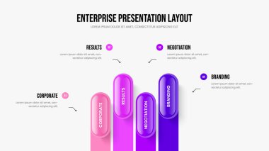 Yaratıcı Giriş 4 Element Bilgi Şablonu. Dijital Showcase Dört Seçenek Diyagram Sunum Tasarımı. Görsel Görselleştirme Slayt Düzeni Vektör İllüstrasyonu.