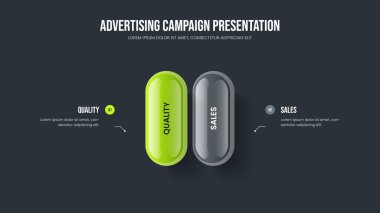 Creative Forecast Frame Proyout Vector Illustration. Ürün Gözden Geçirme İki Element Diyagram Kaydırma Tasarımı. Şirket Profili 2 Seçenek Slayt Gösterisi Şablonu.