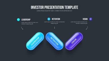 Görsel Fırlatma Slayt Gösterisi Tasarım Vektörü İllüstrasyonu. Modern Planlama 3 Seçenekli Diyagram Kaydırma Şablonu. Finansal Profil Üç Element Bilgi Çerçevesi Düzeni.