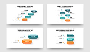 İş Planlama 4523 Element Diyagramı Çerçeve Düzenleme Koleksiyonu. Şirket Raporu Dört Beş İki Üç Basamaklı Tanıtım Şablonu Vektör Çizim Paketi.