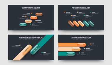 Şirket Profili 4523 Basamaklı Diyagram Sunum Düzeni Koleksiyonu. Finansal Kampanya Dört Beş İki Üç Seçenek Bilgisel Çerçeve Tasarım Vektörü İllüstrasyonu.
