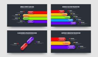Pazarlama Brifingi 4523 Adım Bilgi Kaydırma Yerleşimi Koleksiyonu. Servis Görselleştirme 4-5-2-3 Seçenek Slayt Gösterisi Slayt Gösterisi Tasarım Vektörü Çizim Paketi.