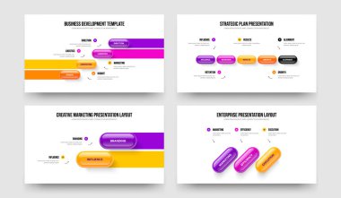 Modern Visualization Four Five Two Element Infographic Sunum Şablonu Vektör İllüstrasyon Koleksiyonu. Proje Raporu 4523 Seçenek Diyagramı Slayt Tasarımı Paketi.