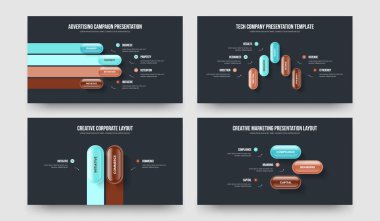 Yaratıcı Gelişim 4-5-2-3 Basamaklı Infographic Frame Design Vector Illustration Set. Finansal Hava Durumu 4523 Seçenek Şablon Paketi.