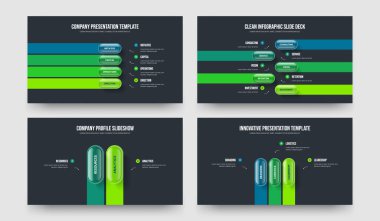 Profesyonel Gözden Geçirme Dört Beş İki Üç Adım Sunum Tasarım Vektör İllüstrasyon Koleksiyonu. Finansal Strateji 4523 Seçenek Bilgi Kaydırma Düzeni Paketi.