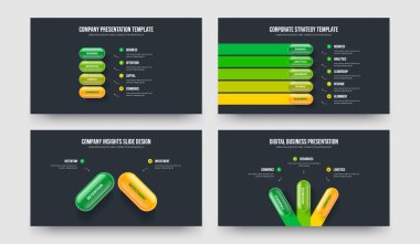 Dijital Giriş 4-5-2-3 Basamaklı Slayt Gösterisi Vektör Çizim Koleksiyonu. Şirket Profili 4523 Seçenek Diyagramı Sunum Şablonu Paketi.