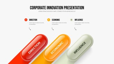 Modern Hava Durumu Üç Adım Bilgi Slayt Gösterisi Tasarımı. Ürün Stratejisi Şablon Vektörü İllüstrasyonu. Dijital İnceleme 3 Seçenek Diyagramı Slayt Düzeni.