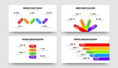 Yaratıcı Performans 5445 Adım Diyagram Şablonu Ayarlandı. Profesyonel İnceleme Beş Dört Beş Element Bilgi Kaydırağı Tasarım Vektör Resimleri Koleksiyonu.
