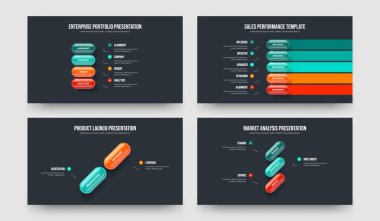 Şirket Planlama 4-5-2-3 Basamaklı Diyagram Kaydırak Tasarım Vektörü Resimleri Koleksiyonu. Görsel Gösterge 4523 Element Bilgisel Slayt Gösterisi Şablonu Ayarla.