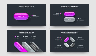 Şirket Stratejisi 1234 Seçenek Slayt Şablonu Paketi. Danışmanlık Bir İki Üç Dört Element Bilgi Çerçeve Düzenleme Vektör İllüstrasyon Koleksiyonu.