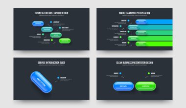 Görsel Brifing Dört Beş Bir İki Element Bilgi Çerçeve Düzeni Vektör İllüstrasyon Seti. Yaratıcı Portföy 4512 Adım Slayt Şablonu Koleksiyonu.