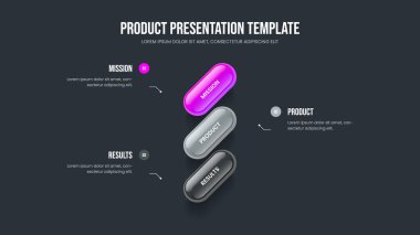 Dijital Rapor Üç Seçenek Diyagram Düzenleme. Enterprise Showcase 3 Element Bilgi Sunumu Tasarımı. Yatırımcı Başlangıç Kaydırma Şablonu Gösterimi.