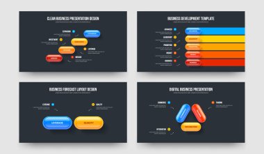 Şirket İnovasyonu 4523 Seçenek Tanıtım Şablonu Ayarlandı. Yatırımcı Planı Dört Beş İki Üç Adım Diyagram Slayt Gösterisi Vektör Çizim Paketi.