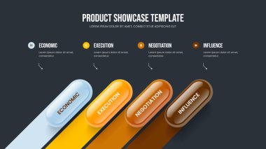 Proje Raporu 4 Seçenek Diyagram Düzenleme. Pazarlama Teklif Sunumu Şablon Vektör İllüstrasyonu. Danışmanlık Genel Görünümü Dört Adım Bilgisel Slayt Gösterisi Tasarımı.