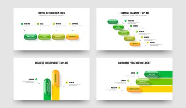 Reklam Geliştirme Dört Beş İki Üç Basamaklı Diyagram Slayt Gösterisi Tasarım Vektörü Çizimi. Şirket Planlama 4523 Seçenek Bilgi Kaydırma Şablonu Koleksiyonu.