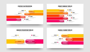 Proje Performans Dört Beş İki Üç Basamaklı Slayt Gösterisi Vektör Çizim Paketi. Dijital İcat 4523 Element Diyagram Çerçeve Tasarımı.
