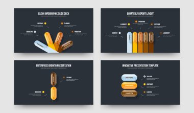 Dijital Portföy 4523 Element Bilgi Çerçeve Düzeni Paketi. Finansal Fırlatma Dört Beş İki Üç Adım Diyagram Kaydırma Şablonu Vektör Resimleme Koleksiyonu.