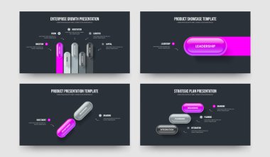 Reklam Tahmini Beş Bir İki Üç Element Bilgi Slayt Gösterisi Şablonu Vektör Resimleri Paketi. Pazar Planı 5123 Adım Diyagram Tasarım Ayarları.