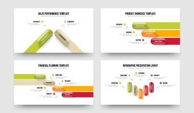 Dijital İnovasyon 2345 Adım Bilgi Kaydırma Yerleşimi Ayarları. Servis Çözümü 2-3-4-5 Element Diyagramı Sunum Şablonu Vektör İllüstrasyon Paketi.