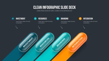 Finansal Giriş 4 Seçenek Bilgi Kaydırağı Düzeni. Insight Slayt Gösterisi Tasarım Vektörü İllüstrasyonu Projesi. Modern Showcase Four Element Diyagramı Sunum Şablonu.
