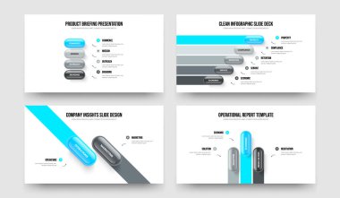 Ürün Stratejisi Dört Beş İki Üç Basamaklı Diyagram Çerçeve Tasarım Vektörü Çizim Paketi. Reklam Performansı 4523 Element Infographic Slayt Gösterisi Düzenleme.