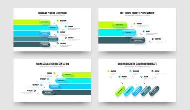 Proje Beş Üç Dört Beş Element Bilgi Kaydırağı Tasarım Vektörü Çizim Paketi. Atılgan Fırlatma 5345 Adım Diyagram Şablon Koleksiyonu.