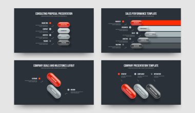 İş Tahminleri: Dört Beş İki Üç Adım Bilgi Kaydırağı Tasarım Vektör Resimleri Koleksiyonu. Yatırımcı İçgörüsü 4523 Element Diyagramı Slayt Gösterisi Düzeni Paketi.