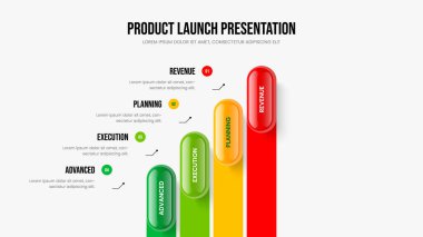 Satış İncelemesi 4 Basamaklı Slayt Gösterisi Düzeni. Şirket Profili Sunum Şablonu Vektör İllüstrasyonu. Şirket Portföy Dört Seçenek Diyagram Tasarımı.