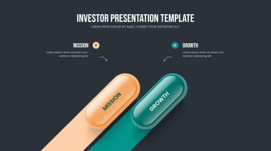 Finansal Plan İki Adım Diyagram Sunum Tasarımı. Servis İnovasyonu 2 Element Bilgi Çerçeve Düzeni. Reklam Portföyü Kaydırma Şablonu Vektör ResmiComment.