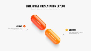 Proje Performans Slaytı Tasarım Vektörü İllüstrasyonu. Reklam İnovasyonu 2 Element Bilgi Şablonu. Modern Hava Durumu İki Seçenek Slayt Gösterisi Düzeni.