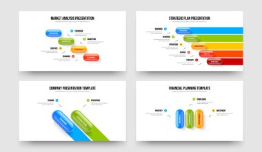 Atılgan Brifing Dört Beş İki Üç Eleman Diyagramı Şablon Vektör Çizimi. Servis İnovasyonu 4523 Seçenek Bilgisel Slayt Gösterisi Düzeni Koleksiyonu.