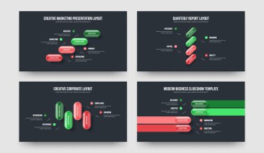Yatırımcı Insight 4144 Seçenek Bilgi Çerçeve Düzeni Paketi. Görsel Kampanya Dört Dört Eleman Diyagramı Slayt Gösterisi Şablon Vektör Resimleri Koleksiyonu.