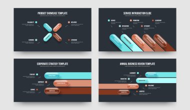 Ürün Kampanyası 4534 Adım Diyagram Slayt Gösterisi Düzenleme Paketi. Görsel Büyüme Dört Beş Üç Dört Element Bilgi Sunumu Tasarım Vektör İllüstrasyon Koleksiyonu.