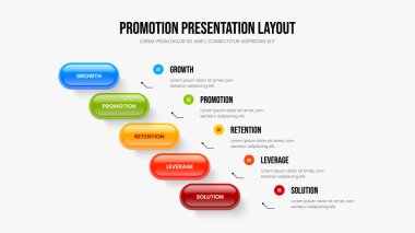Pazarlama Planı Beş Adım Diyagram Kaydırma Şablonu. Yatırımcı Giriş 5 Element Bilgi Slayt Gösterisi Düzeni. Piyasa Fırlatma Çerçeve Tasarım Vektörü İllüstrasyonu.