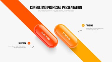 Yaratıcı Çözüm Sunumu Vektör İllüzyonu. Danışmanlık Teklifi İki Adım Bilgi Kaydırağı Tasarımı. Modern Kampanya 2 Seçenek Diyagramı Şablonu.