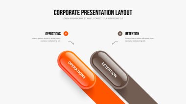 Reklam Performansı 2 Seçenek Slayt Şablonu. Atılgan, 2. Element Bilgi Kaydırma Planı 'nı gösteriyor. Profesyonel Çözüm Sunum Tasarım Vektörü İllüstrasyonu.