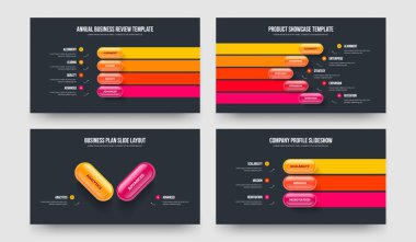 Yatırımcı tahminleri: Dört Beş İki Üç Adım Diyagram Sunum Şablonu Vektör İllüstrasyon Koleksiyonu. Görsel Analiz 4523 Element Bilgi Çerçeve Düzeni Ayarları.